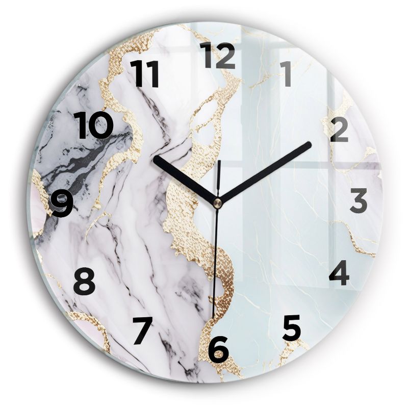 Zegar z czarnymi wskazówkami Wallfluent fi30 cm Pastelowy marmur 1 szt.