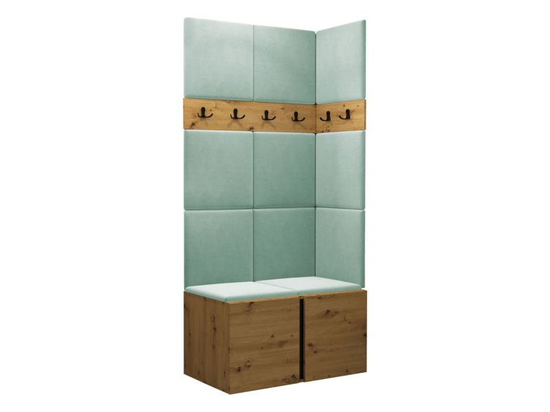 Garderoba MIRJAN 24 Orion I dąb artisan/czarny + miętowy 1 kpl.