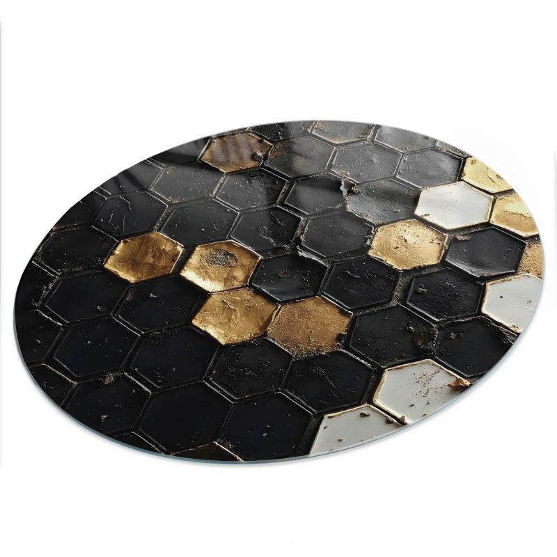 Blat ArtPrintCave fi60 cm Geometryczna mozaika - Szklany Blat na Stół z Nadrukiem Dekoracyjnym 1 szt.