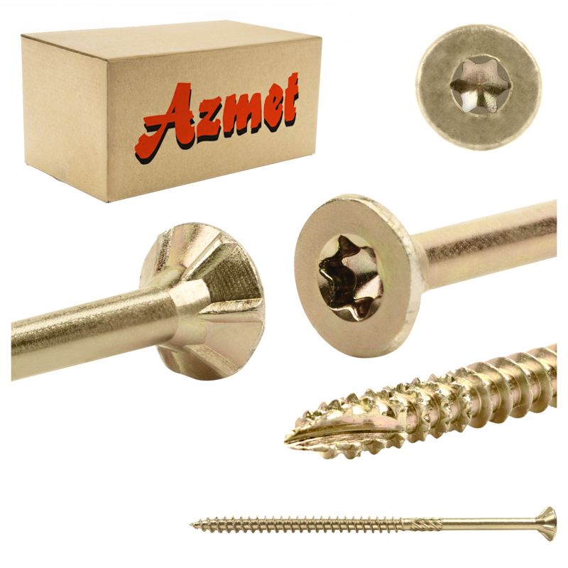 Wkręty do drewna Azmet WT 6x120 mm na torx tx z łbem stożkowym 100szt