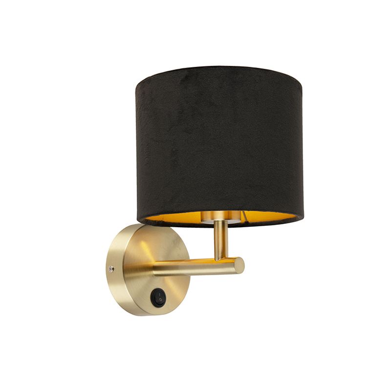 Designerski lampa ścienna z kloszem Qazqa 225 czarny okrągły max 60W kompatybilny z żarówką LED E27 IP20 1 szt.