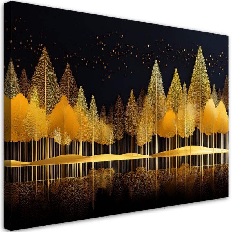 Obraz do salonu sypialni Feeby Złoty Las Krajobraz Natura 100x70 cm 1 szt