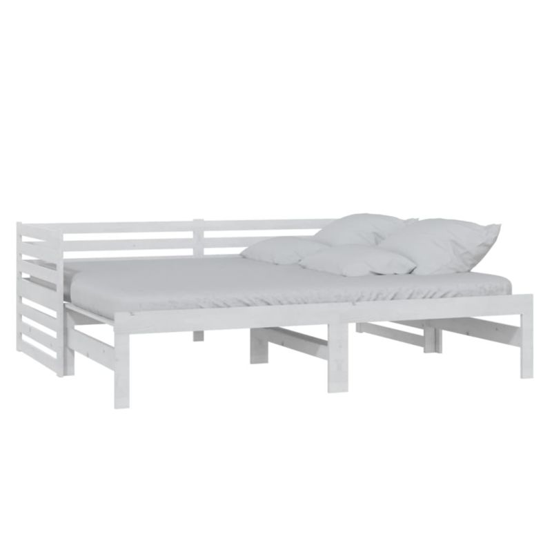 Łóżko dzienne VidaXL Rozkładane Lite drewno sosnowe Białe 203,5x185x68,5 cm 1 szt.