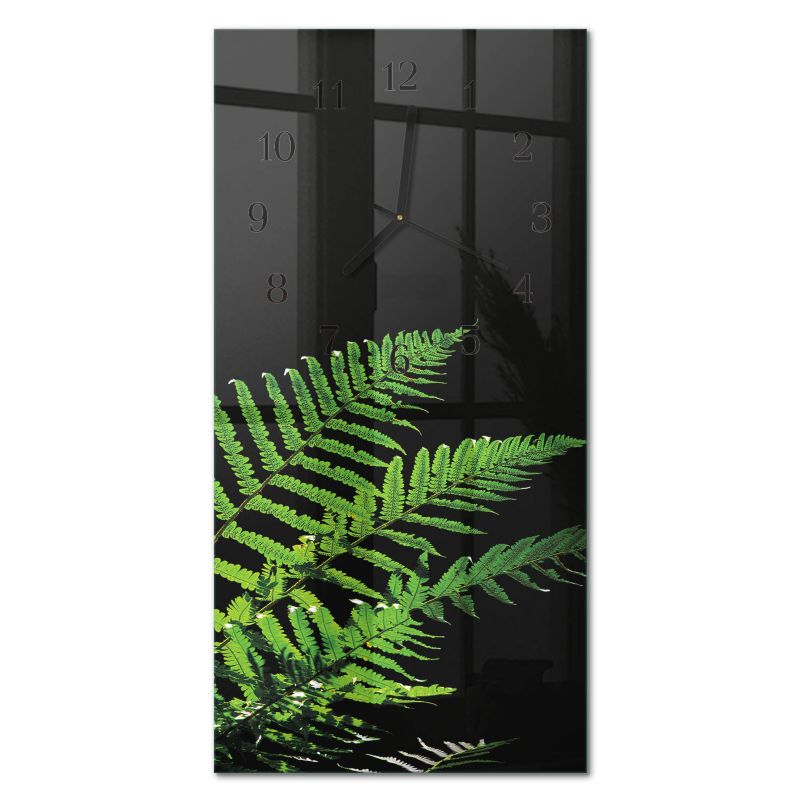Designerski Zegar Ścienny Tulup 30x60 cm z Czarnymi Wskazówkami Paproć 1 szt.