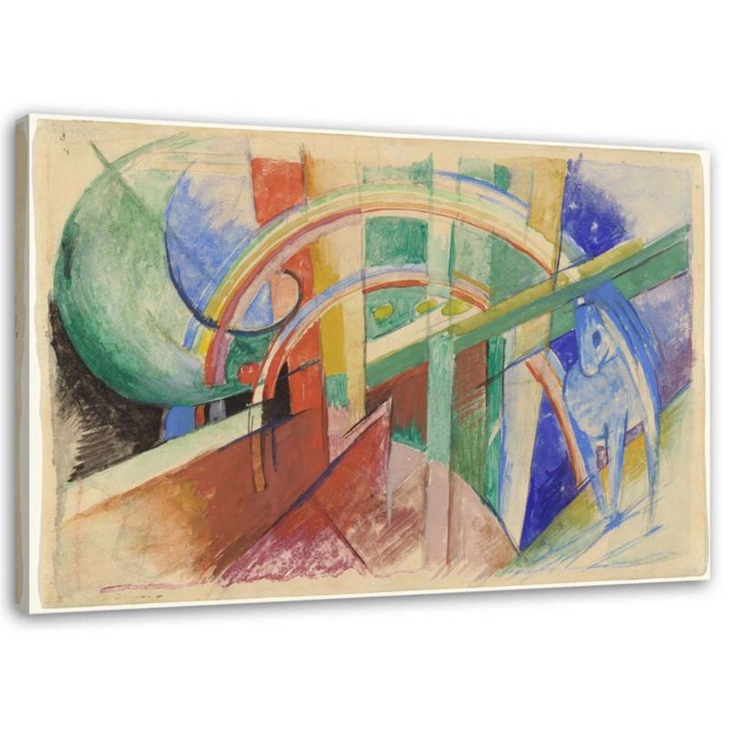 Obraz na płótnie Feeby Niebieski koń i tęcza - F. Marc reprodukcja 60x40cm 1szt