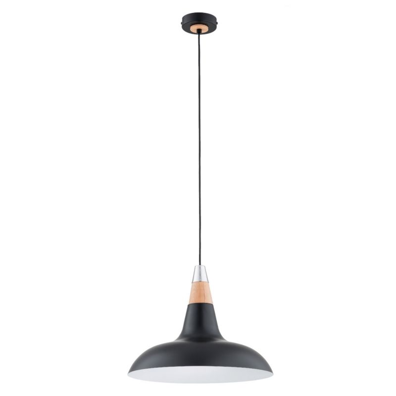 Lampa wisząca Alfa DORO czarna-jasne drewno-chromowana 1xE27x15W wym:90x38,5x38,5cm IP20 -1 szt.