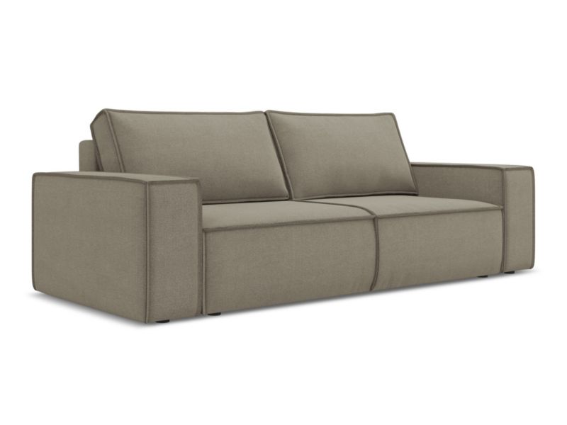Kanapa 3-osobowa z funkcją spania LaMiaSofa LIVORNO z tkaniny strukturalnej 255x105 cm ciemny beż 1 szt.