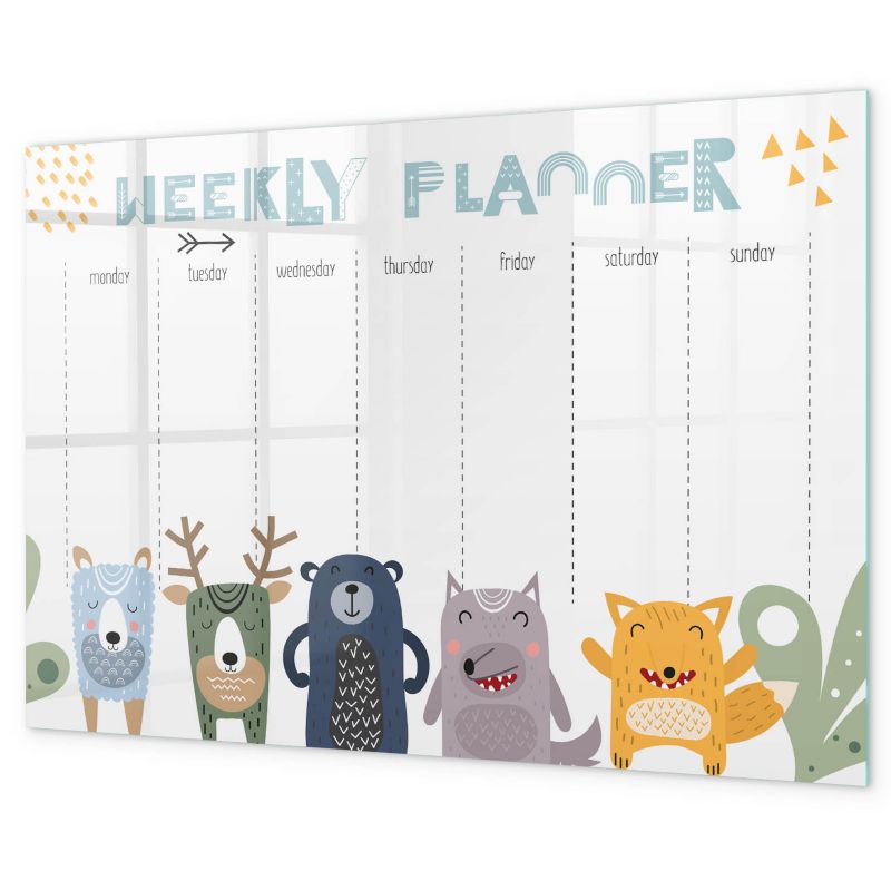 Tablica Magnetyczna Suchościeralna Tulup 100x70 cm Tygodniowy planer dla dzieci Planer ścienny Czarny marker 1 kpl
