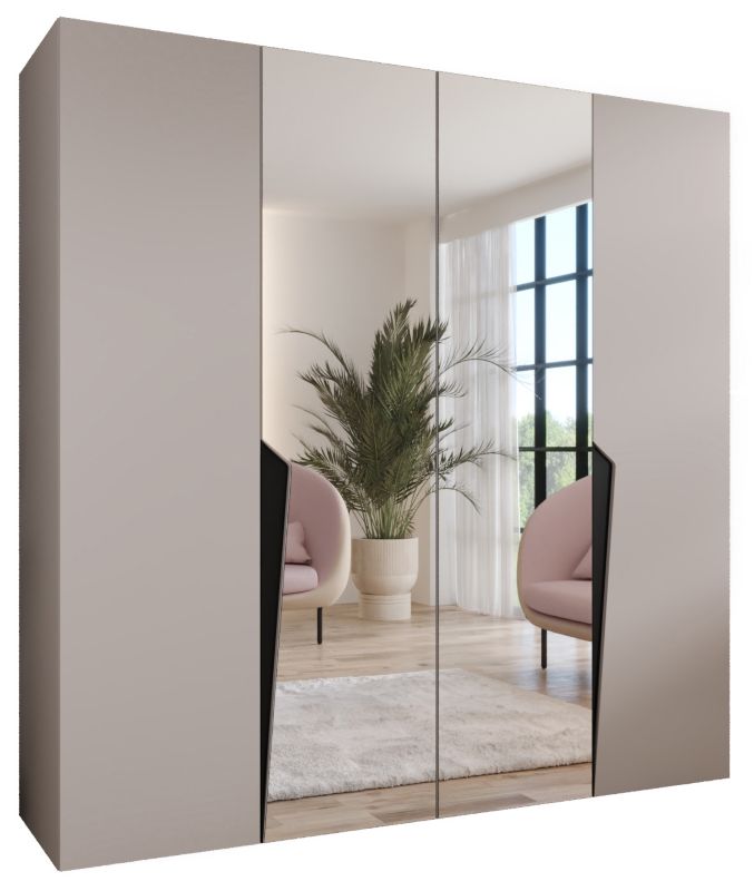 Szafa uchylna z lustrem z lustrem otwierana Abiks PIANO 2 200 wys 202 cm Kaszmir + Czarny 1 szt