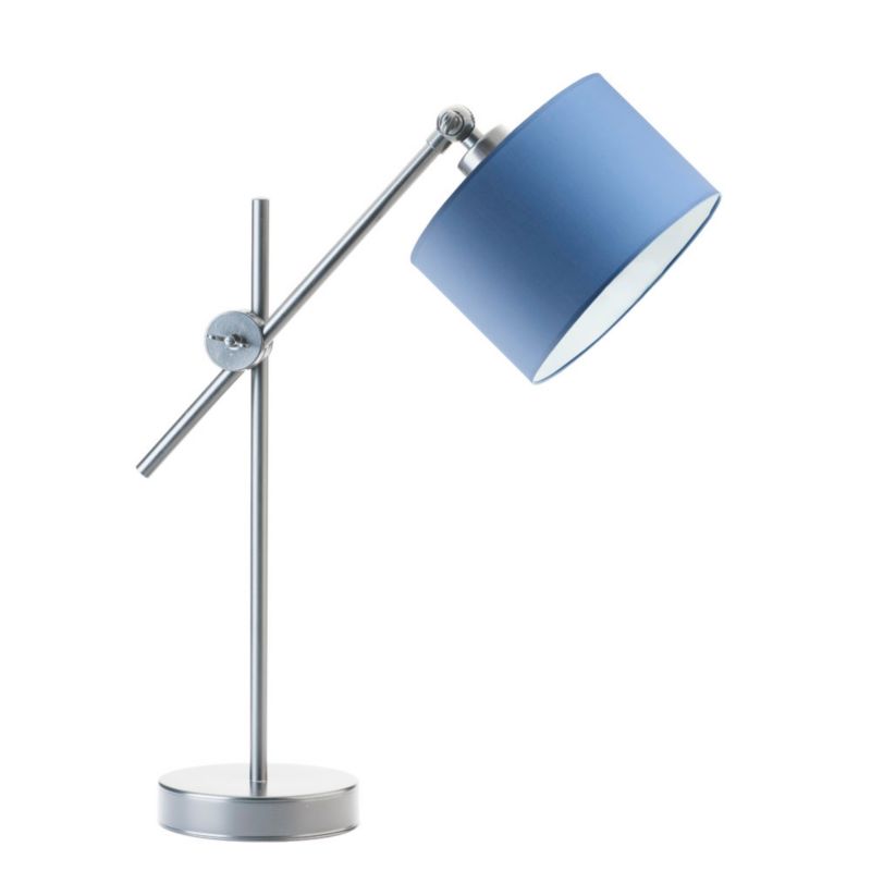 Lampka Nocna Volta Light Factory Modern Abażur Srebrny/Niebieski Walec 1xE27 1szt.