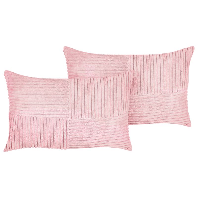 Zestaw 2 poduszek dekoracyjnych Millet Sztruks 30 x 50 cm Różowy Wzór geometryczny 1 par.