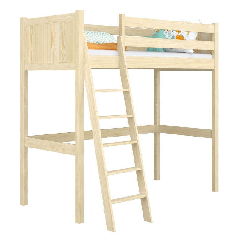 Drewniane łóżko N-WOOD na antresoli N04 sosna bezbarwna 120x200 1szt.
