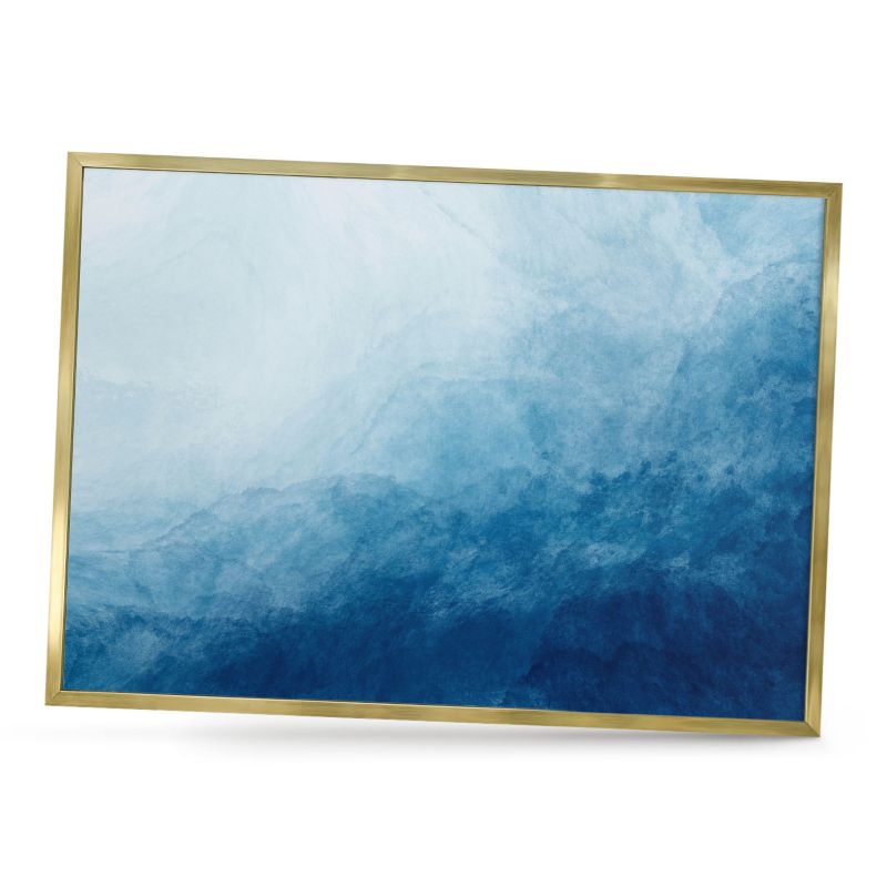 Dekoracyjna tablica magnetyczna ArtPrintCave 70x50 Niebieskie abstrakcje w złotej ramie 1szt