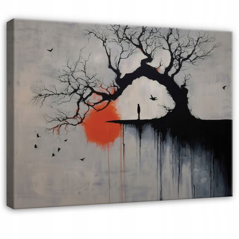 Obraz WALLARENA Do Sypialni Salonu Na Płótnie Abstrakcja Beton Drzewo Czarny 120x80 cm PP16303O20 1 szt.