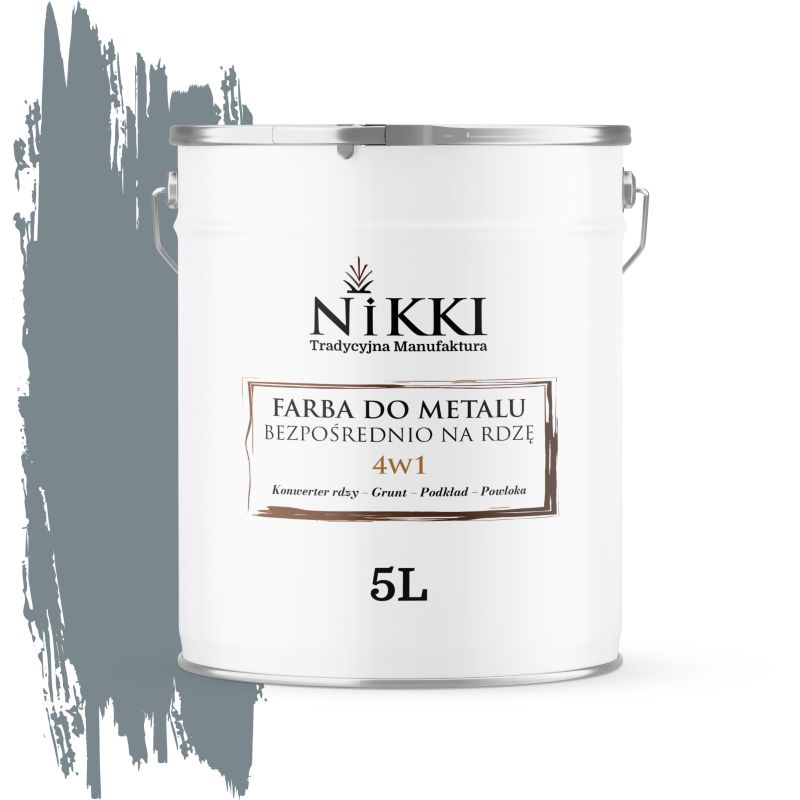 Farba do Metalu Antykorozyjna 4w1 NIKKI Wiewiórka szara RAL7000 Półmat 5L
