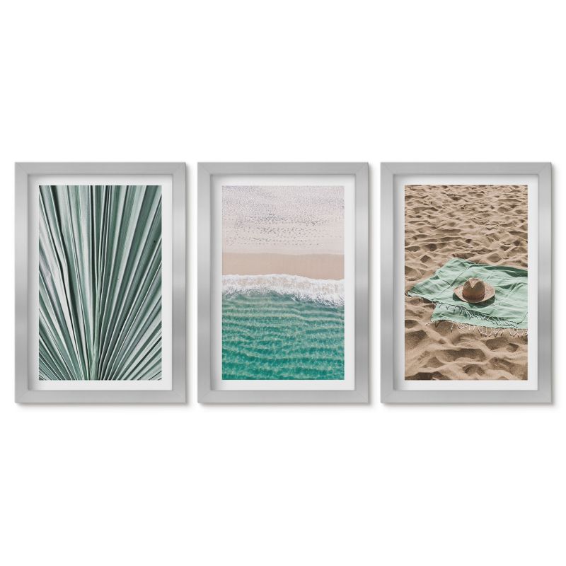 Komplet obrazów srebrna rama Tulup 20x30 cm Wakacyjne widoki plaża morze Galeria ścienna 1 kpl