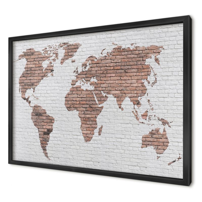 Magnetyczna tablica ozdobna Wallfluent 60x40 Ceglana mapa w czarnej ramie 1szt