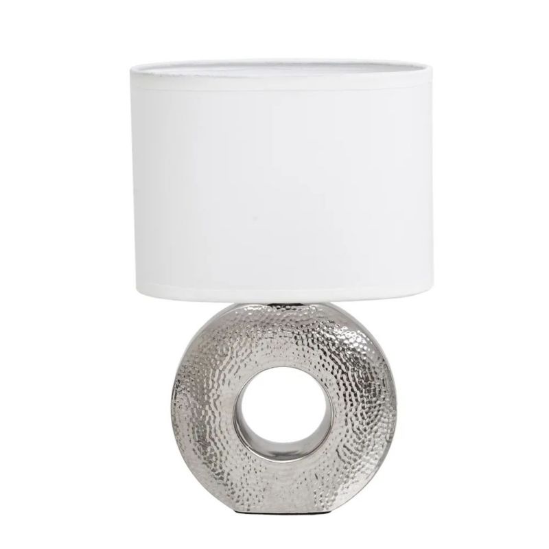 Lampa HowHomely stojąca na ceramicznej srebrnej podstawie 31 cm 1 szt.