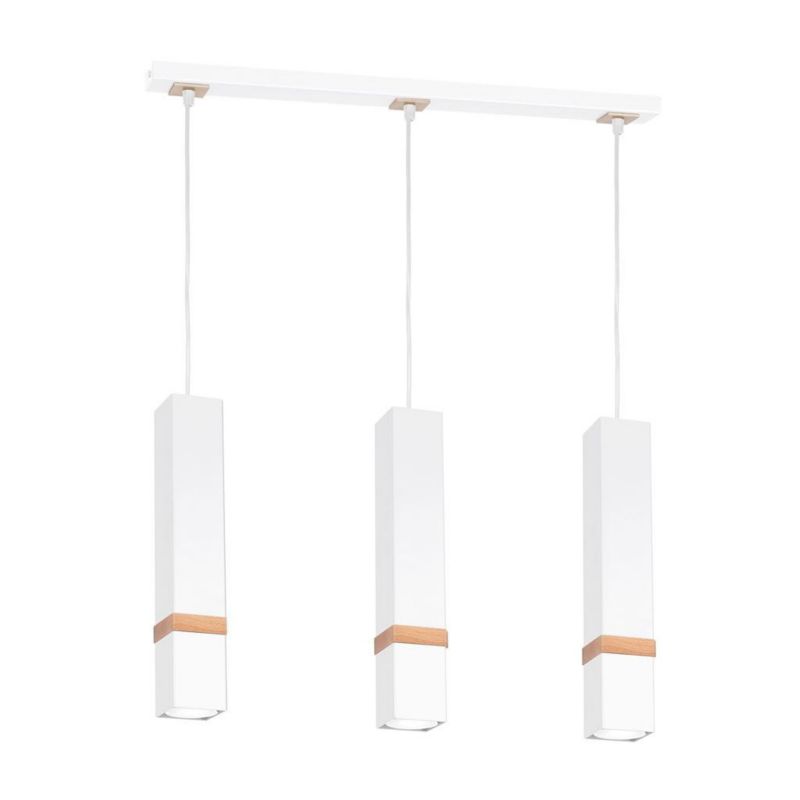Lampa wisząca Milagro Vidar 4091 biała jasne drewno szerokość 60 cm 3xGU10 x 35W 1 szt.