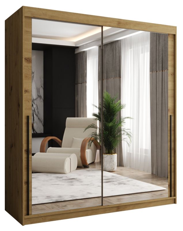Szafa przesuwna z lustrem Garderoba SIMA T3 180 artisan + u. czarny 1 szt.