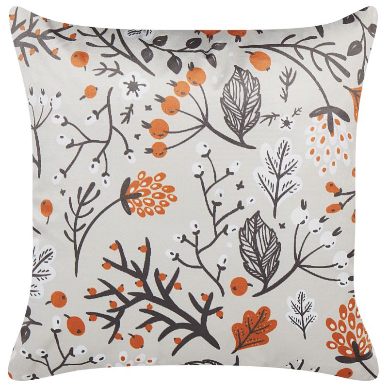 Poduszka dekoracyjna Montbretia Welur 45 x 45 cm Kolorowy Wzór roślinny 1 szt.