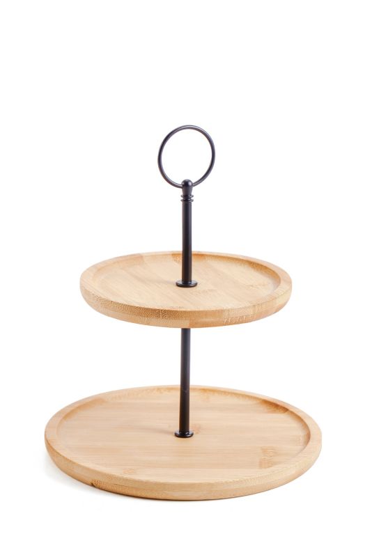 Patera bambusowa Mondex Modern Kitchen 2-poziomowa 15/20x23,5cm naturalna 1szt
