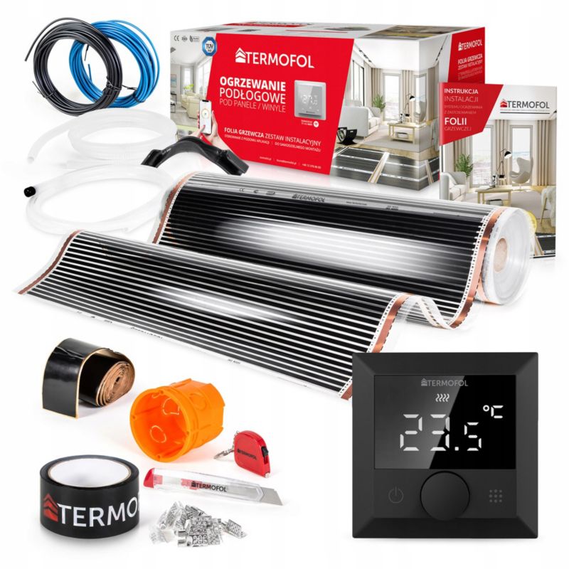 Zestaw folia grzewcza TERMOFOL podczerwień moc 80w 100cm pow. 20m² + tf-h5 black 1kpl