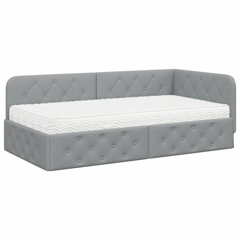 Łóżko Tapicerowane WaszeMeble z Materacem 100x200 cm Szare WM-3394053 1 szt.