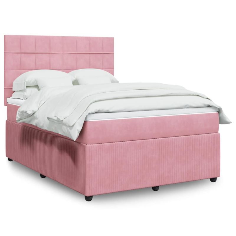 Łóżko z materacem WaszeMeble 160x200 cm Różowy aksamit z LED WM-3294687 1 szt.
