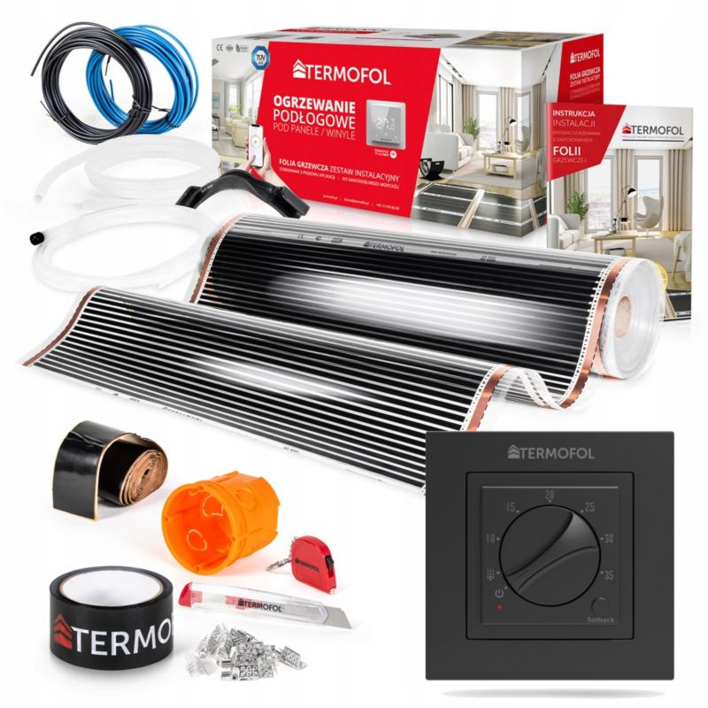 Zestaw folia grzewcza TERMOFOL na podczerwień szer. 100cm moc 80w 2m² +tf-h3 black 1kpl