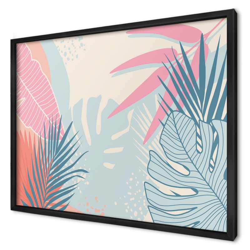 Ozdobna tablica magnetyczna Wallfluent 70x50 Tropikalna abstrakcja w czarnej ramie 1szt
