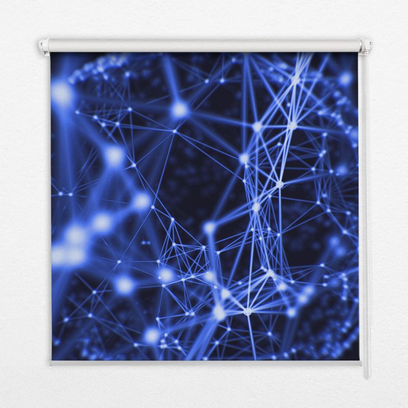 Roleta Przepuszczające Światło Tulup 110x140 cm Niebieskie Kropki Połączone Liniami Montaż do ściany/sufitu 1 szt.