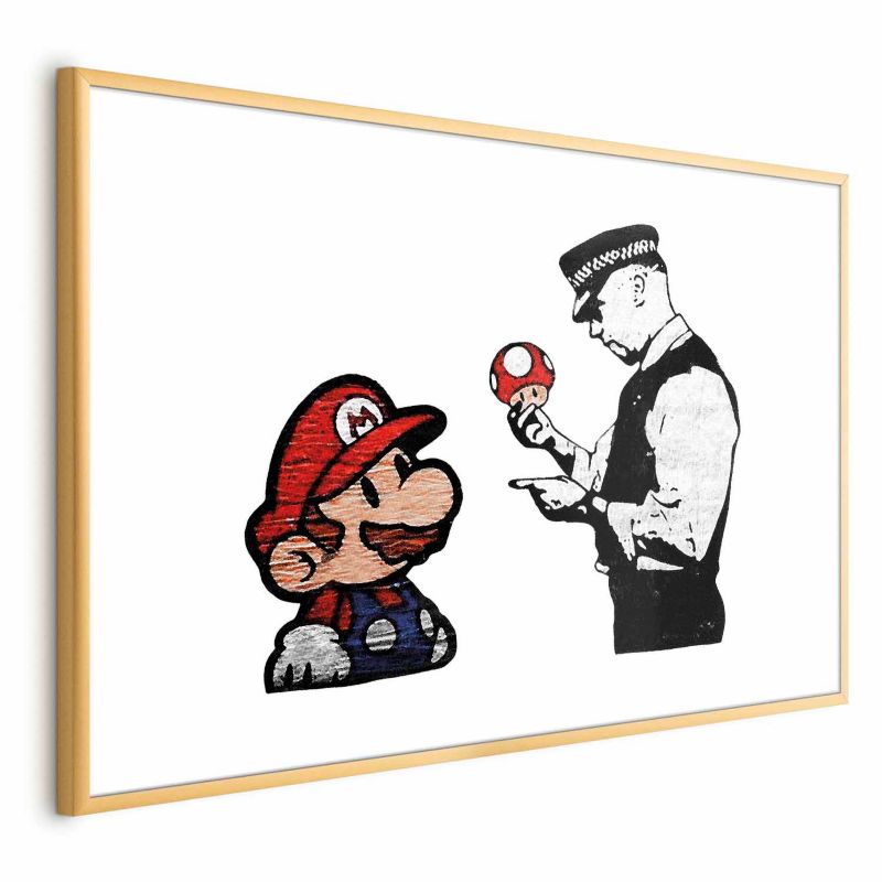 Plakat Artgeist Banksy: Grzybiarz 90x60 cm z ramą złotą 1 szt