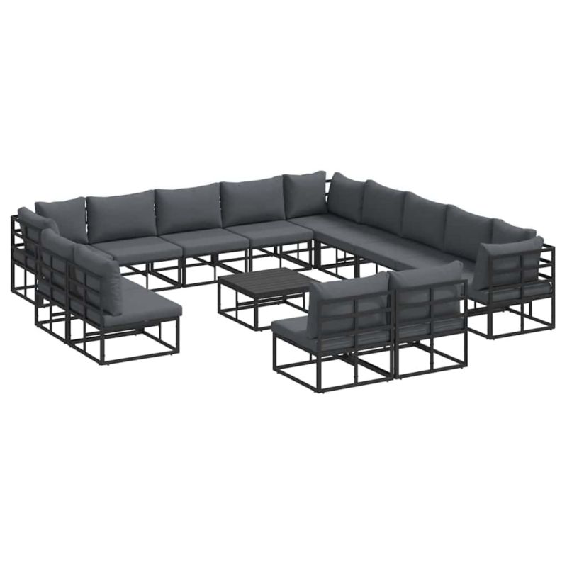 Zestaw mebli ogrodowych wypoczynkowy WaszeMeble 13-osobowy aluminium czarny z poduszkami WM-3378931 1 kpl