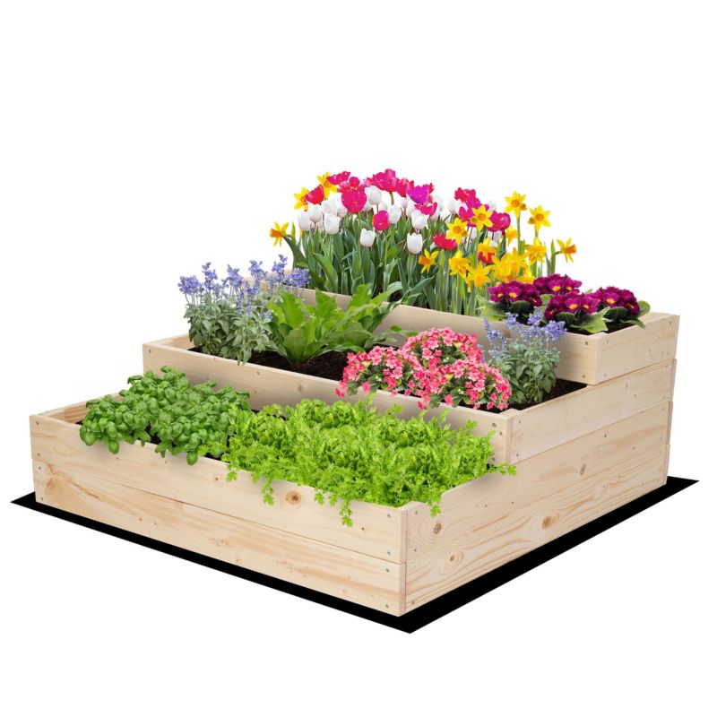 Skrzynia na warzywa MODO24 warzywnik szeroka wysoka 36x90x93 cm naturalne drewno 1 szt.