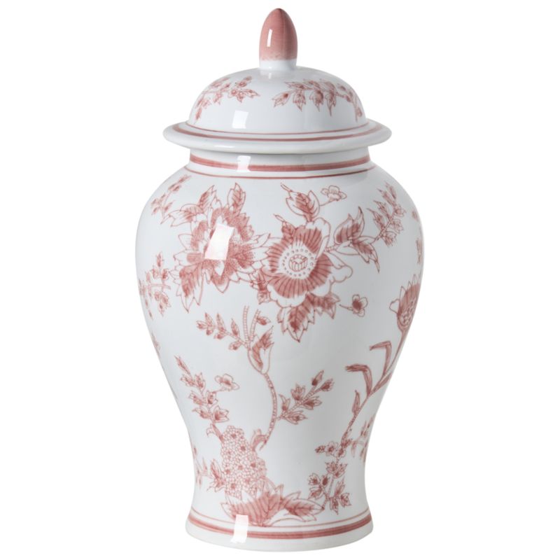 Wazon z pokrywką Sewilla Porcelana 38 cm Czerwony/ biały 1 szt.