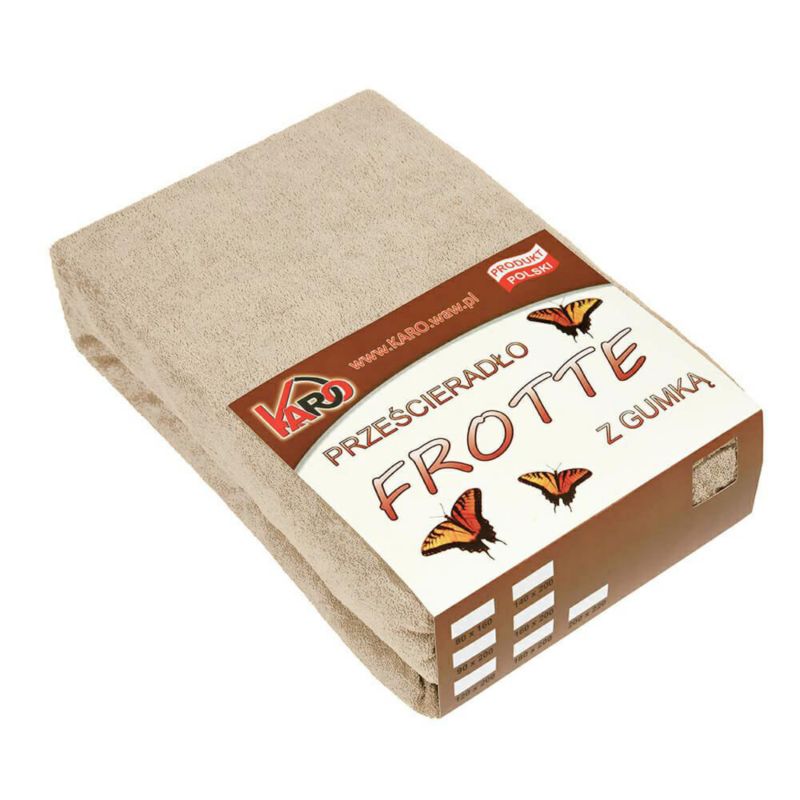 Prześcieradło frotte z gumką KARO 160x200 cappuccino 1 szt.
