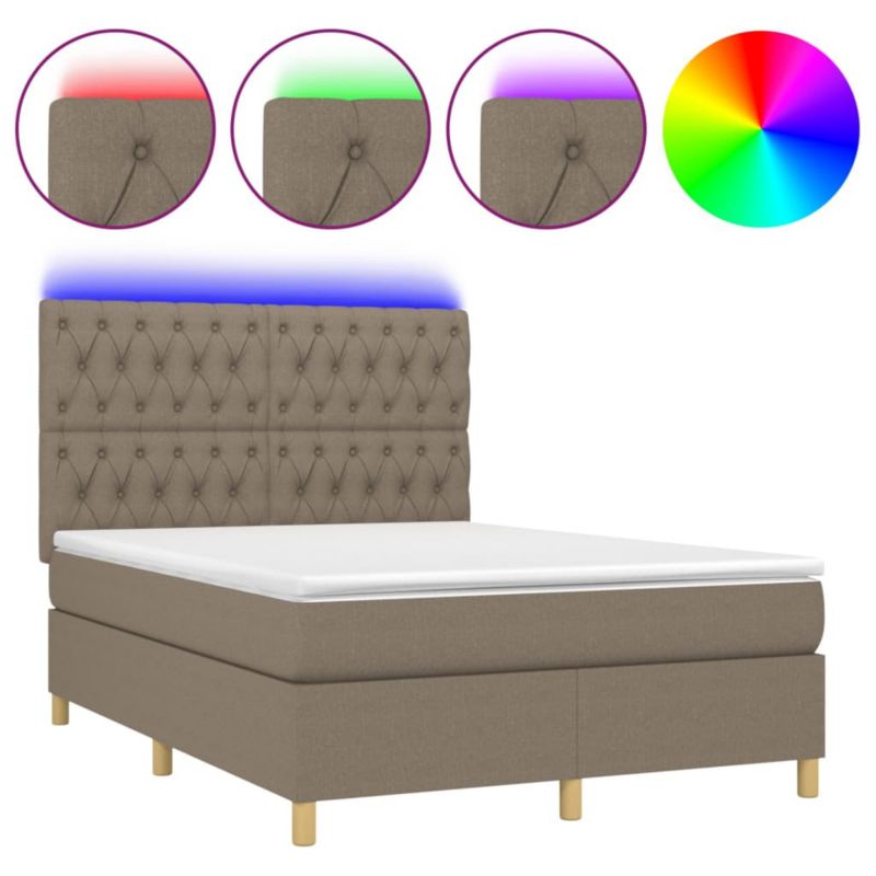 Łóżko z materacem WaszeMeble 140x200 cm Taupe tkanina z LED WM-3135681 1 szt.