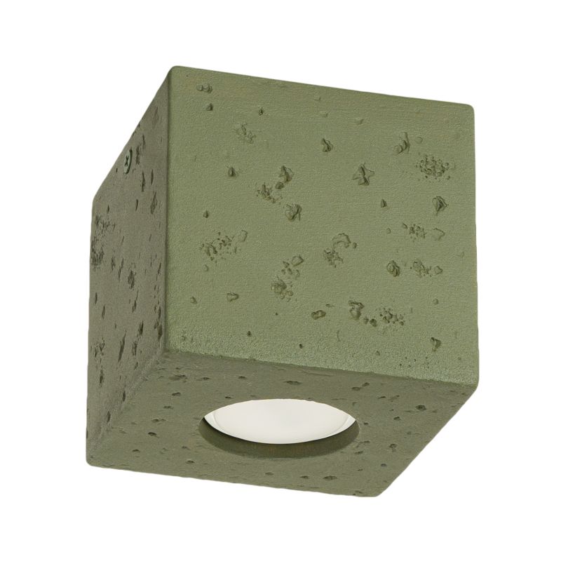 Reflektor sufitowy betonowy Sollux Lighting QUAD zielony oliwkowy 1xGU10x10W IP20 wym:10x10x10cm - 1 szt.