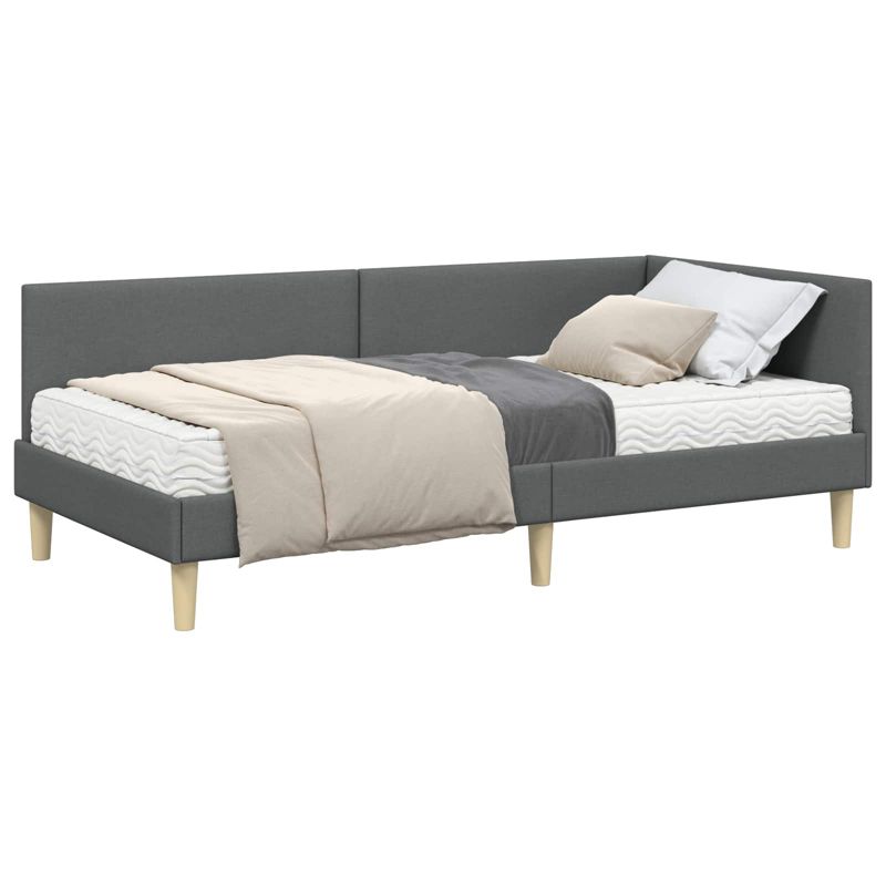Łóżko Tapicerowane WaszeMeble z Materacem 90x200 cm Szare WM-3393742 1 szt.