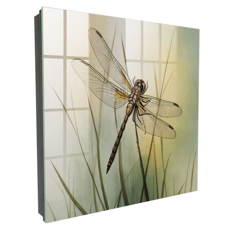 Szklana Szafka Na Klucze Tulup 30x30 cm Ważka natura - Czarna - Otwierana na prawo 1 szt.