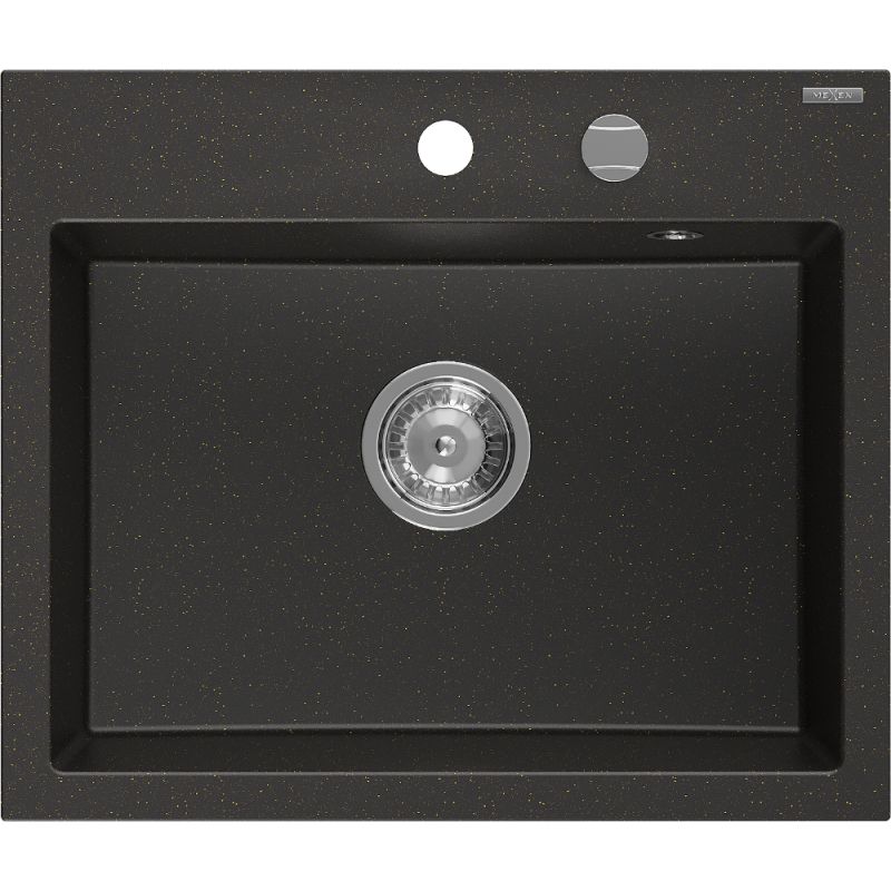 Zlewozmywak wpuszczany Mexen Oscar 1-komorowy czarny/złoty metalik 580x490 mm 6519581000-75