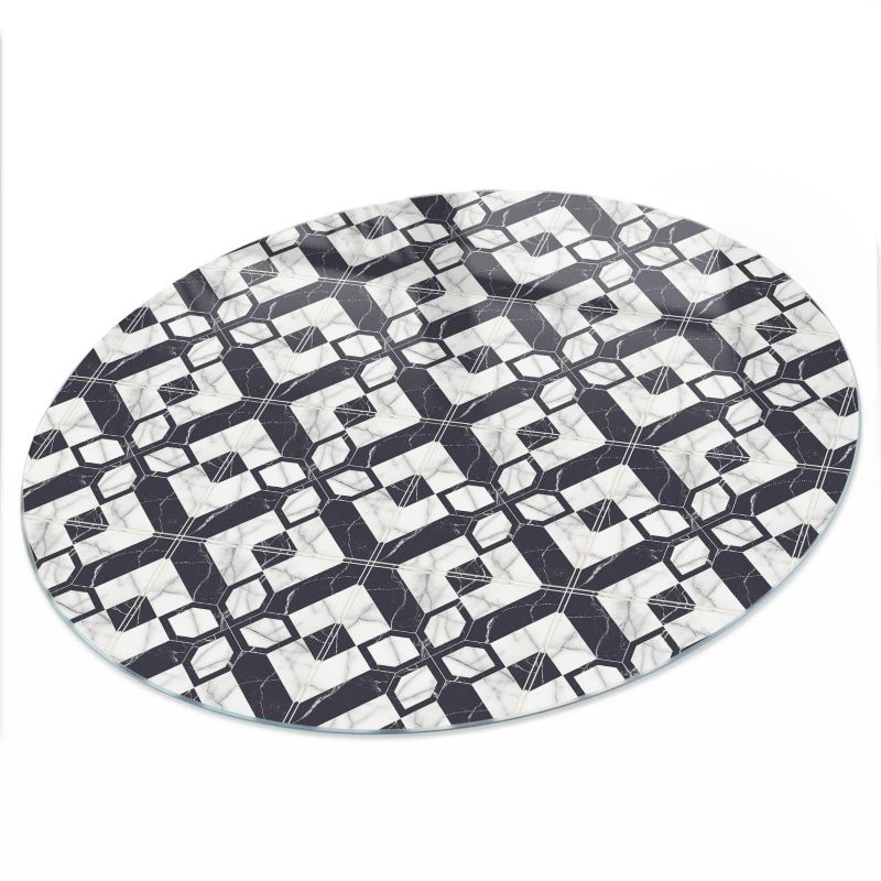 Blat ArtPrintCave fi90 cm Geometryczne desenie 1 - Szklany Blat na Stół z Nadrukiem Dekoracyjnym 1 szt.