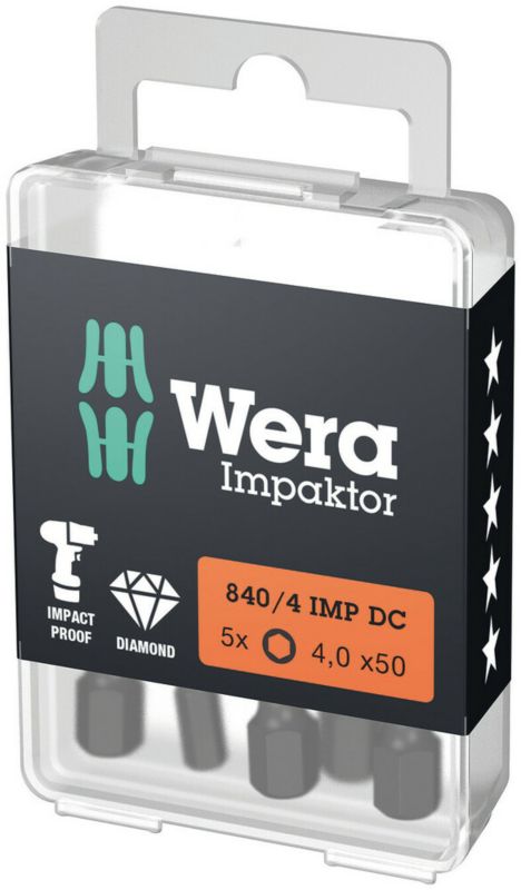 Zestaw bitów Wera Bity Impaktor 840/4 IMP DC Hex-Plus DIY, 4 x 50 mm, 5 części, 1szt.