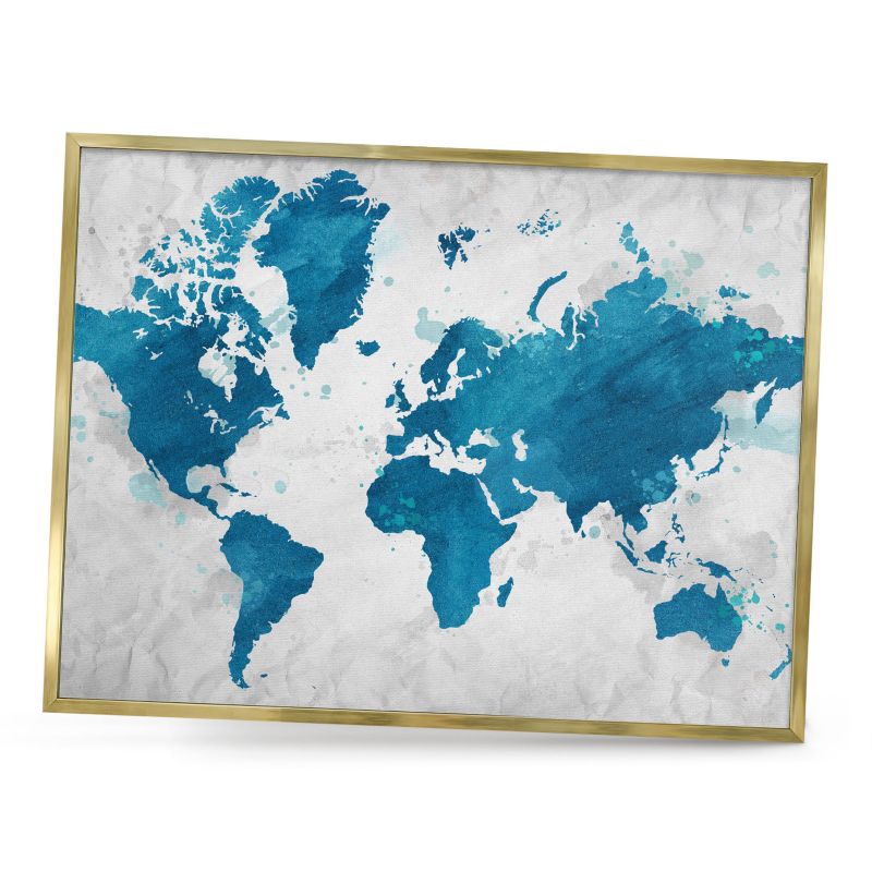 Tablica magnetyczna dekoracyjna ArtPrintCave 80x60 Mapa akwarela w złotej ramie 1szt