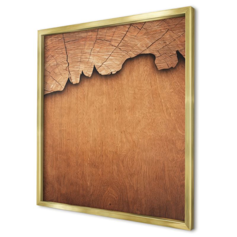 Magnetyczna tablica ozdobna Wallfluent 50x50 Drewniana faktura w złotej ramie 1szt