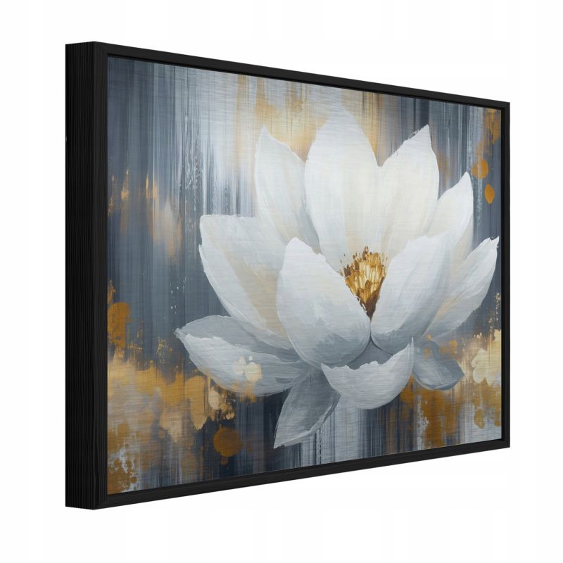 Obraz W Ramie WALLARENA Do Sypialni Salonu Na Metalu Kwiaty Abstrakcja Lilie Biały 120x80 cm ADS16223S5 1 szt.
