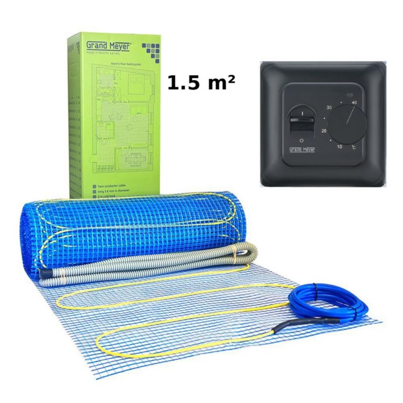 Zestaw Mata grzewcza 1.5 m² 170 W/m² + Termostat mechaniczny MST-10 , 1 szt.