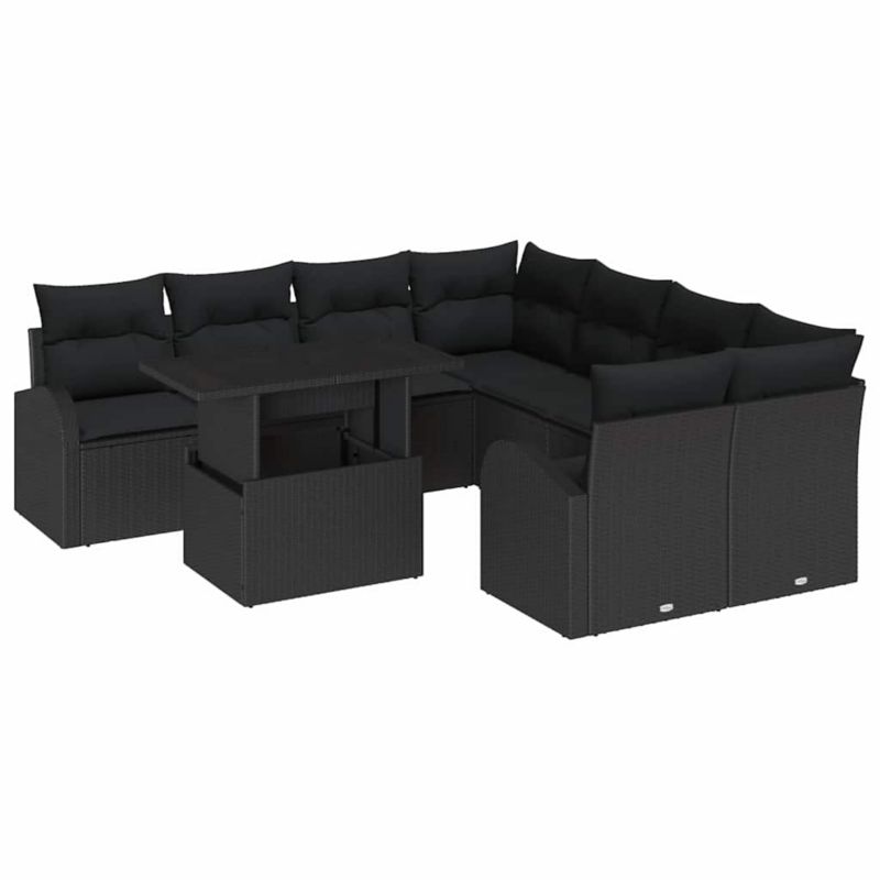 Zestaw mebli ogrodowych WaszeMeble 9-cz. z technorattanu czarny WM-3348619 1 kpl