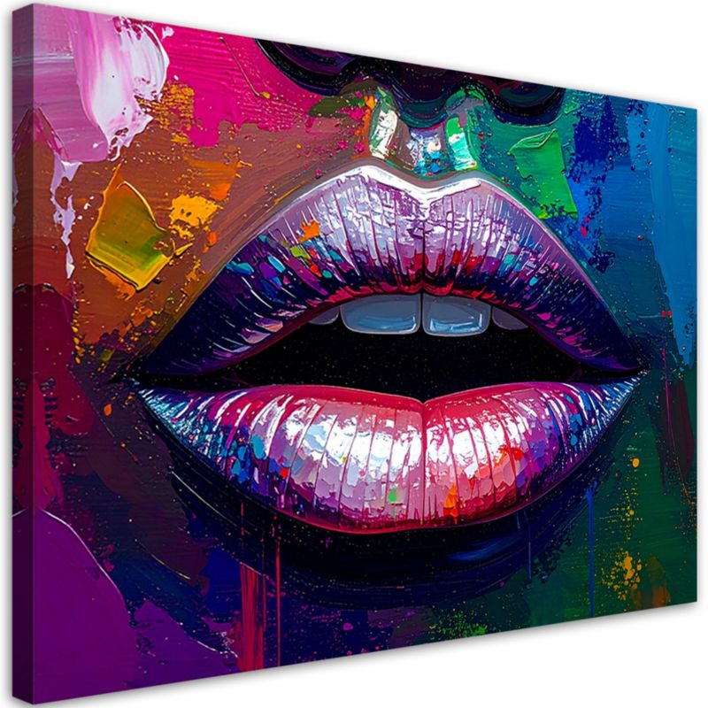 Obraz do sypialni salonu Feeby Kolorowa Twarz Usta Kobiety Abstrakcja 60x40cm 1szt